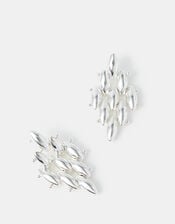 Sterling Silver-Plated Diamond Drop Earrings, , large