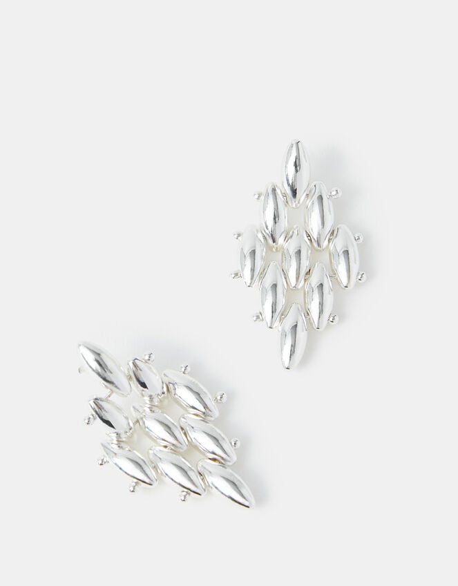 Sterling Silver-Plated Diamond Drop Earrings, , large