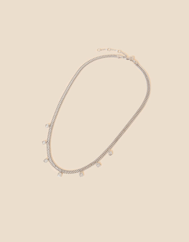 Platinum-Plated Sparkle Station Necklace, , large