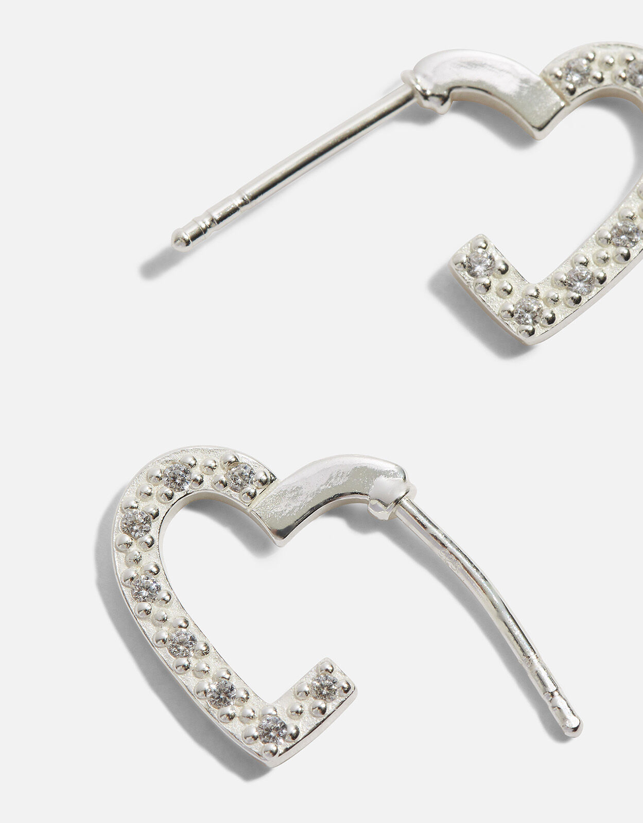 Sterling Silver Cut Out Sparkle Heart Earrings