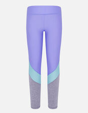 Girls Colour Block Panel Leggings, Multi (PASTEL-MULTI), large