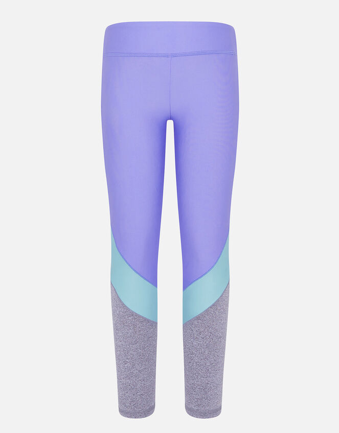 Girls Colour Block Panel Leggings, Multi (PASTEL-MULTI), large