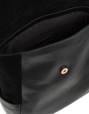 Isabel Zip Flap Leather Backpack, Black (BLACK), large