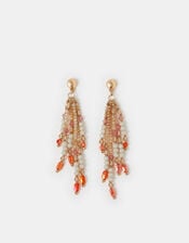 Beaded Facet Long Drop Earrings, , large