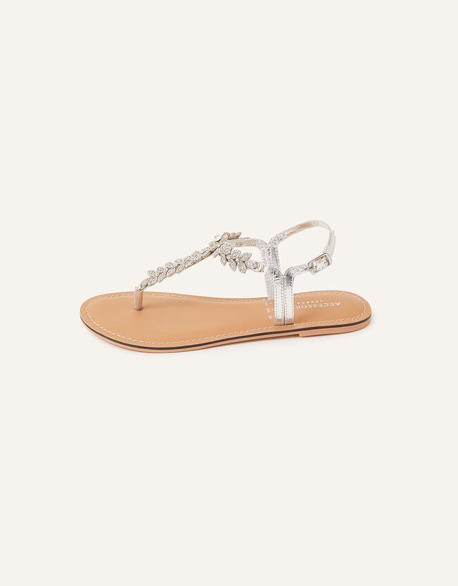 Diamante Leaf Embellished Sandals, White (CRYSTAL), large