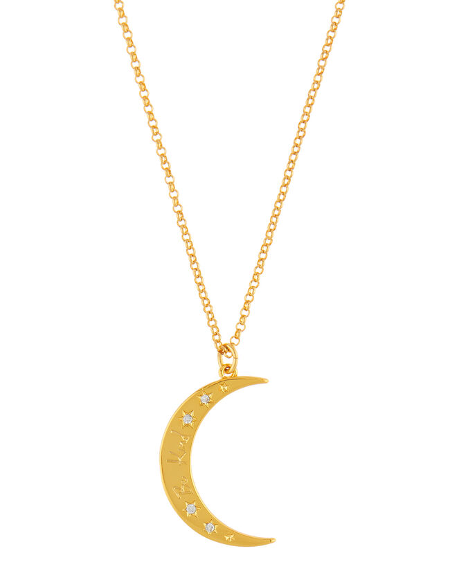 Gold-Plated Be Kind Moon Pendant Necklace, , large