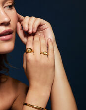 14ct Gold-Plated Moonstone Adjustable Ring, , large