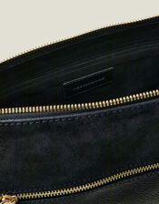 Leather Webbing Strap Cross-Body Bag, Black (BLACK), large
