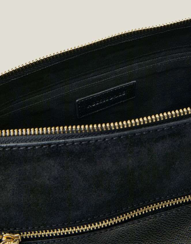 Leather Webbing Strap Cross-Body Bag, Black (BLACK), large