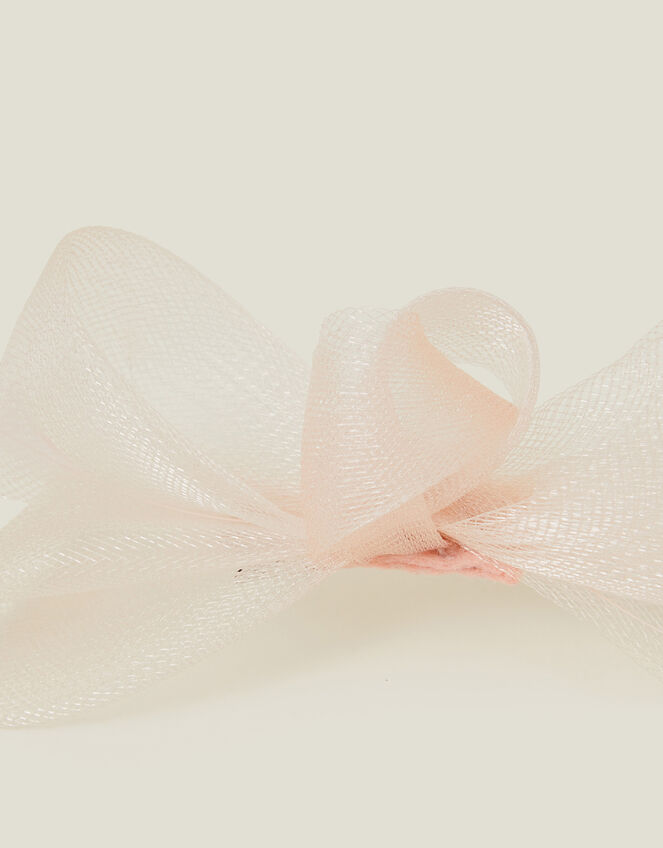 Fascinator Feather Bow Hair Clip, Pink (PALE PINK), large
