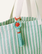 Stripe Tassel Tote Bag, , large