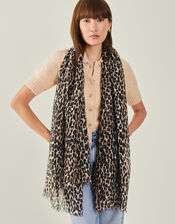 Lightweight Leopard Print Scarf, , large