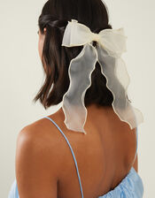 Organza Bow Barrette Hair Clip, , large