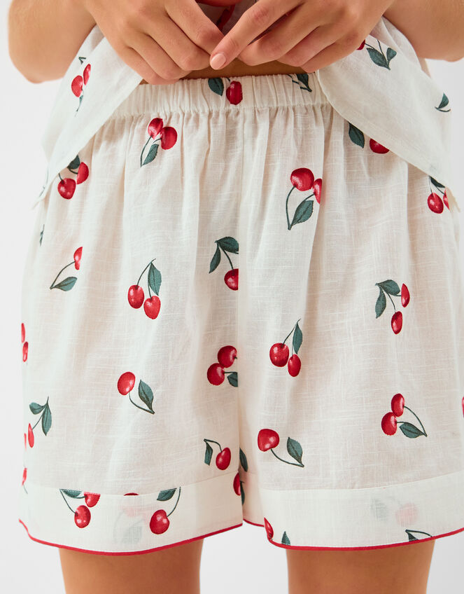 Cherry Print Short Pyjama Set, Ivory (IVORY), large