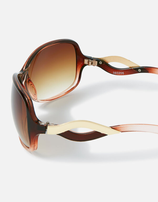 Wavy Arm Detail Wrap Sunglasses, , large