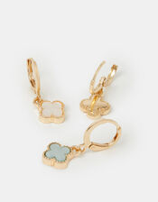 3-Pack Mini Clover Charm Hoop Earrings, , large