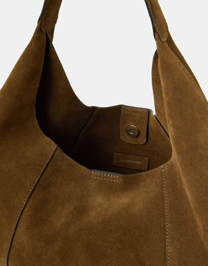 Large Suede Shoulder Bag, , large