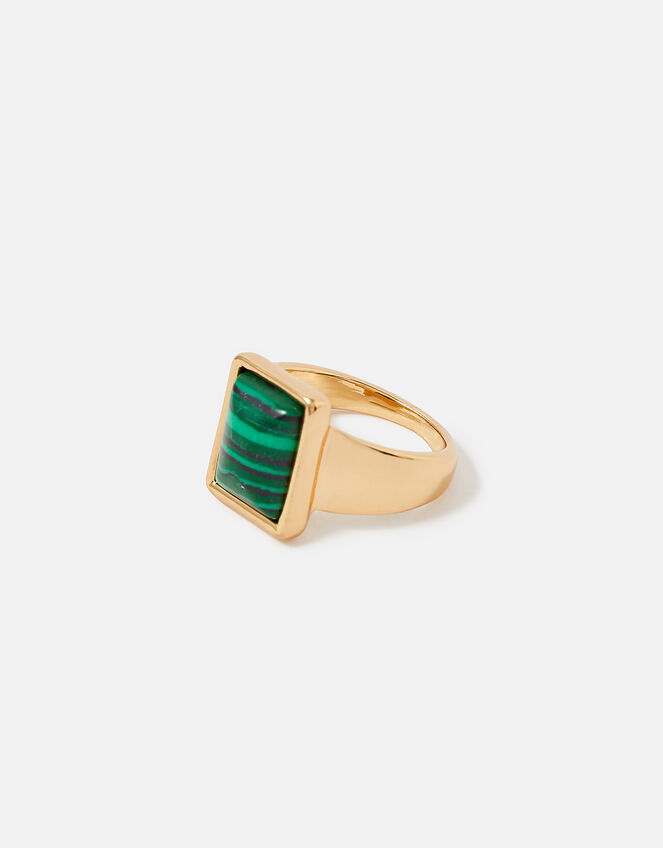 Reconnected Rectangle Stone Ring, Green (GREEN), large