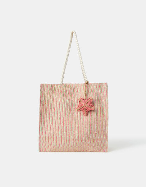 Metallic Woven Starfish Shopper Bag, , large