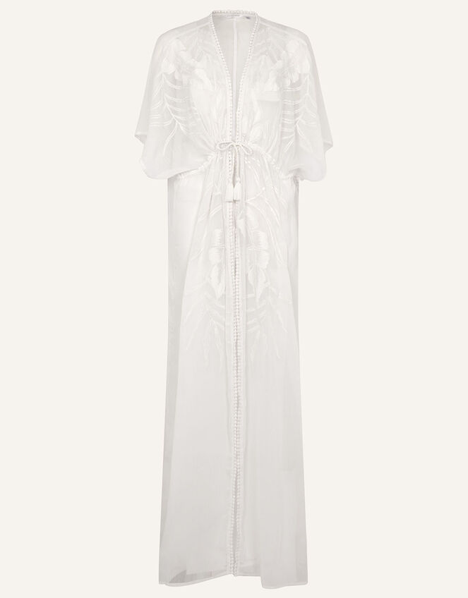 Palm Embroidered Kimono, Ivory (IVORY), large