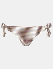 Textured Stripe Tie Side Bikini Bottoms, Camel (BEIGE), large