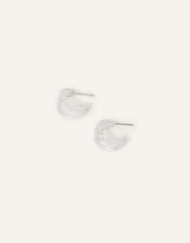 Triple Hoop Earrings, Silver (SILVER), large