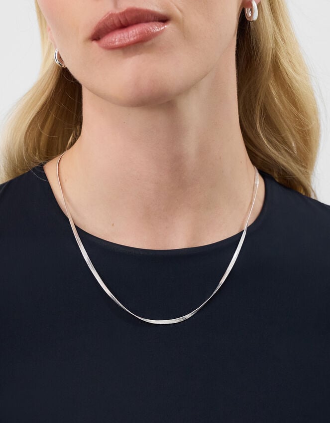 Sterling Silver-Plated Omega Chain Necklace, , large