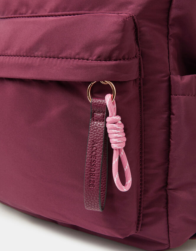 Top Handle Nylon Backpack, Red (BURGUNDY), large