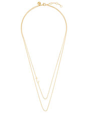 Gold-Plated Double Chain Initial Necklace - J, , large