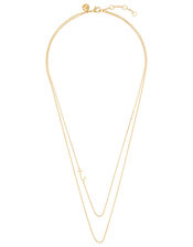Gold-Plated Double Chain Initial Necklace - J, , large