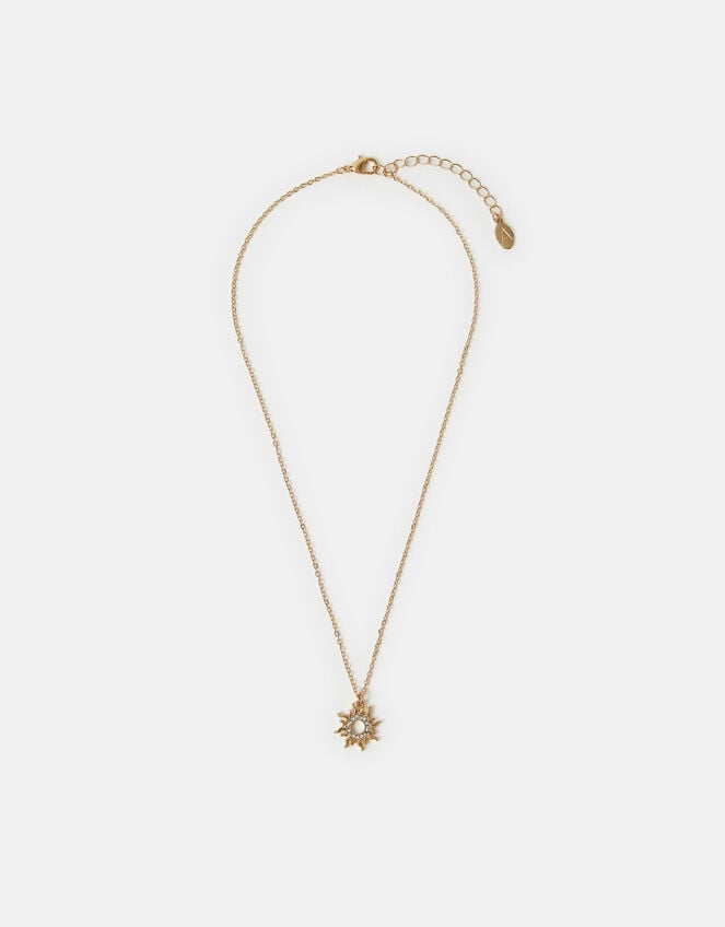 Diamante Sun Pendant Necklace, , large