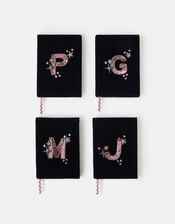Sequin Initial Notebook, Blue (NAVY), large
