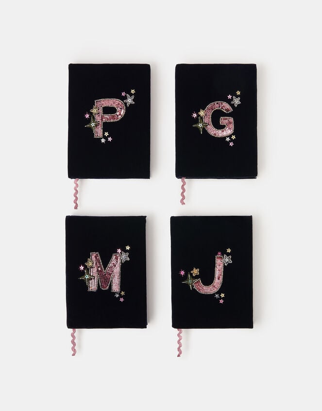 Sequin Initial Notebook, Blue (NAVY), large