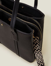 Webbing Strap Tote Bag, Black (BLACK), large