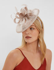 Feather Bow Disc Fascinator, , large