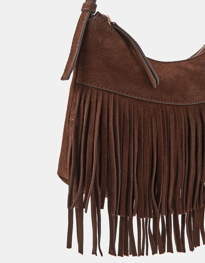 Fringe Suede Crossbody Bag, Brown (CHOCOLATE), large