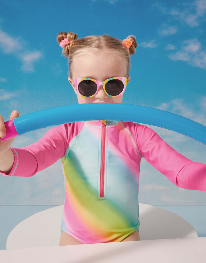 Girls Rainbow Stripe Sunglasses, , large