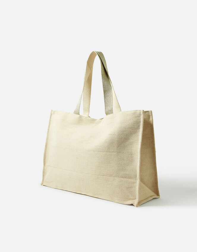 Embroidered Flower Tote Bag, , large