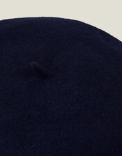 Wool Bow Beret, Blue (NAVY), large
