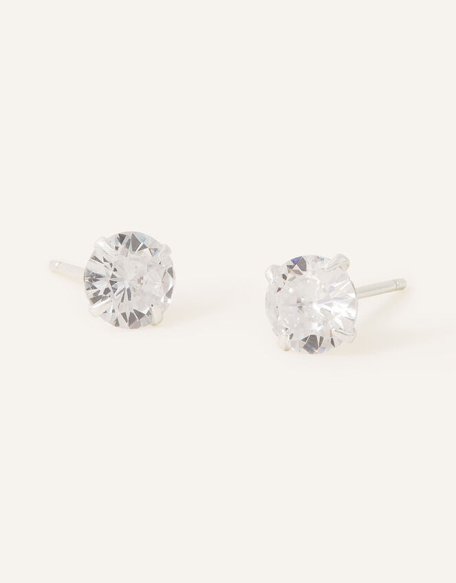 Sterling Silver Small Crystal Studs, , large