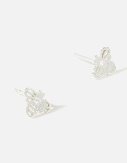 Sterling Silver Cut-Out Bee Studs, , large