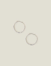 Sterling Silver-Plated Molten Medium Hoops, , large