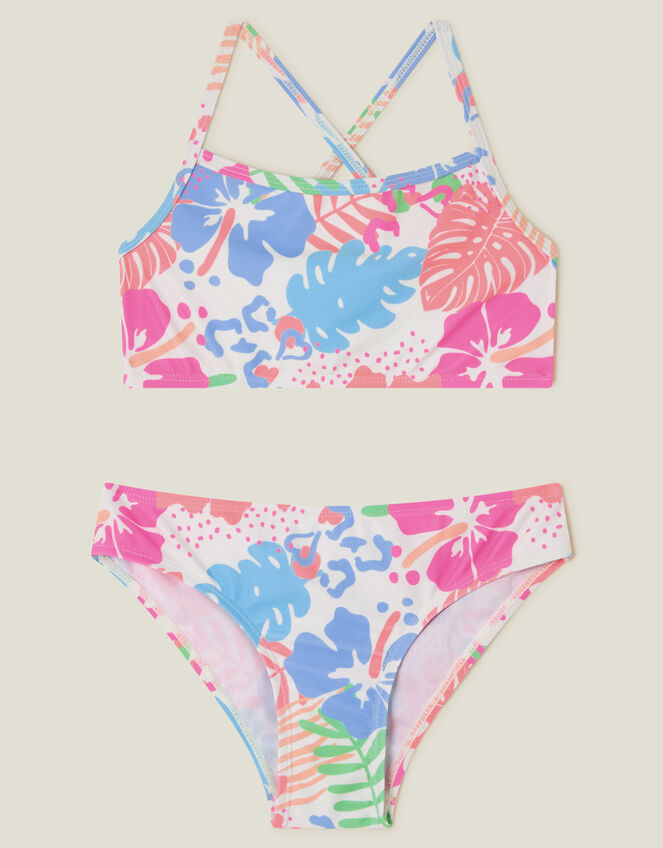 Girls Tropical Print Bikini Set, Multi (BRIGHTS MULTI), large