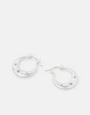 Sterling Silver-Plated Sparkle Horseshoe Earrings, , large
