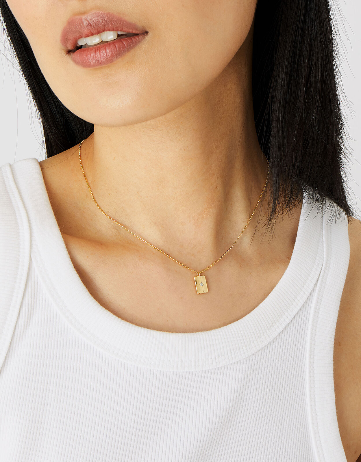 14ct Gold Plated Rectangle Star Pendant Necklace
