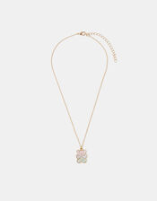 Girls Enamel Bear Pendant Necklace, , large