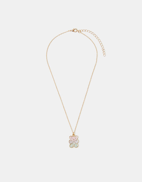 Girls Enamel Bear Pendant Necklace, , large