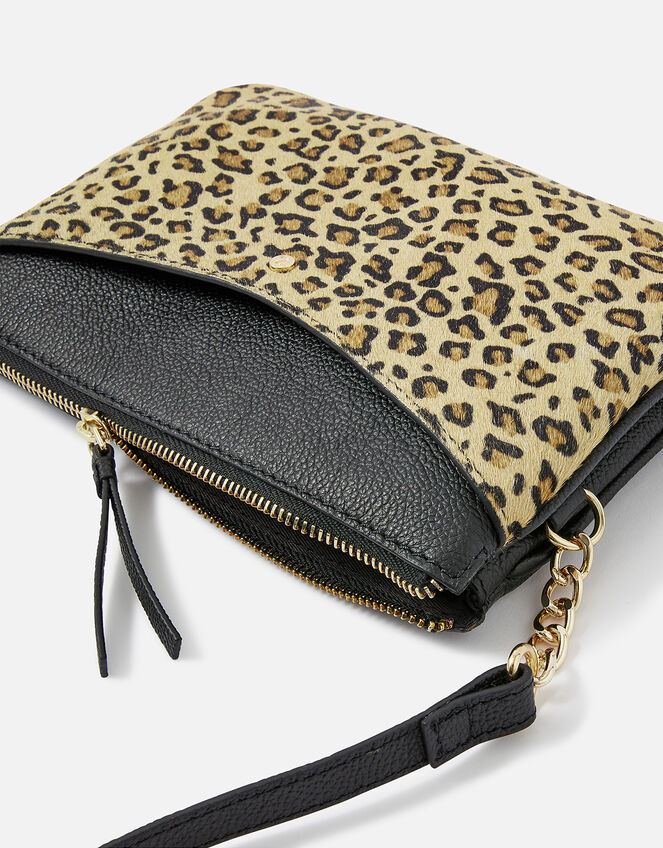 Lucie Leather Cross-Body Bag, Leopard (LEOPARD), large