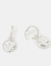 Sterling Silver Molten Drop Hoop Earrings, , large