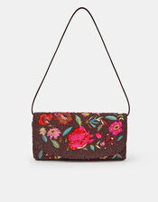 Floral Beaded Shoulder Bag, , large